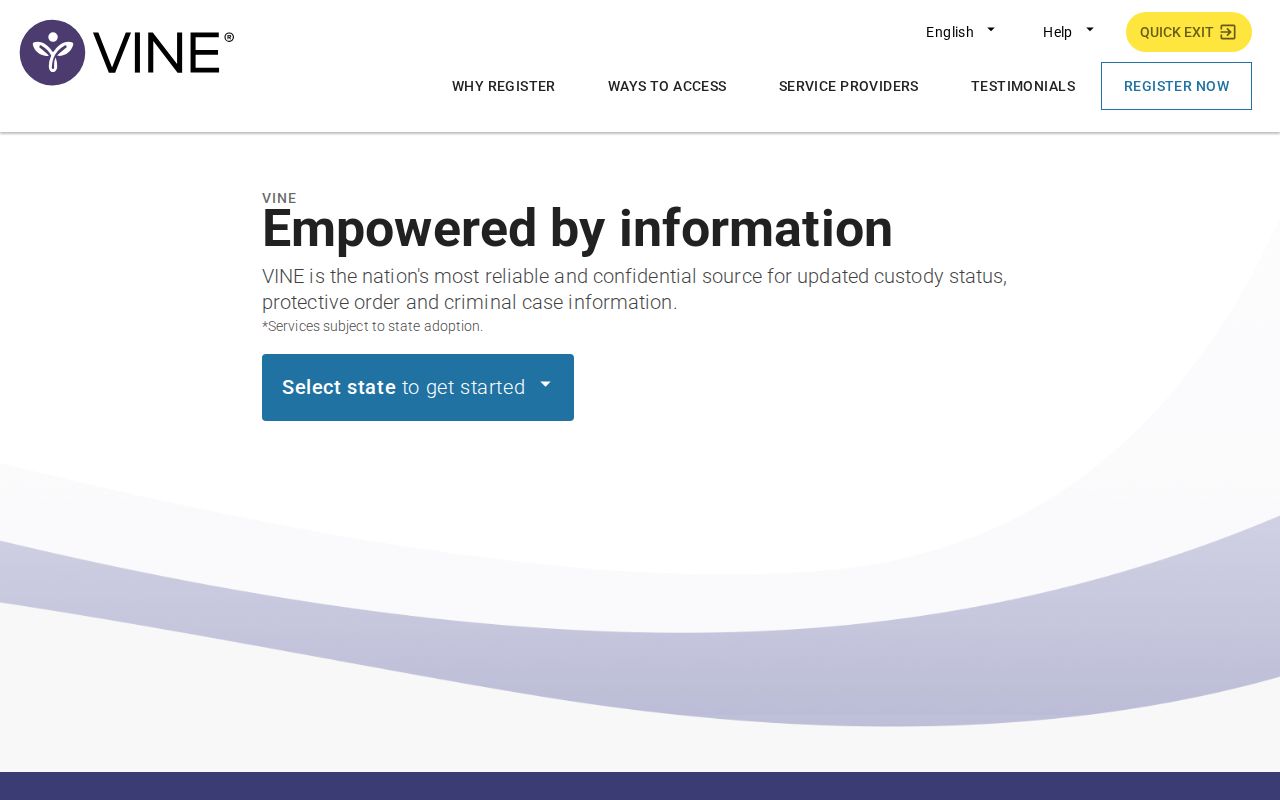 VINELink search screen for selecting Michigan and Isabella County custody information