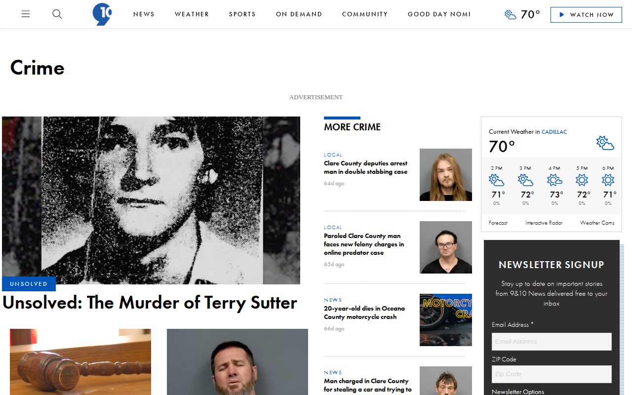 9 and 10 News crime section with regional event-driven reports