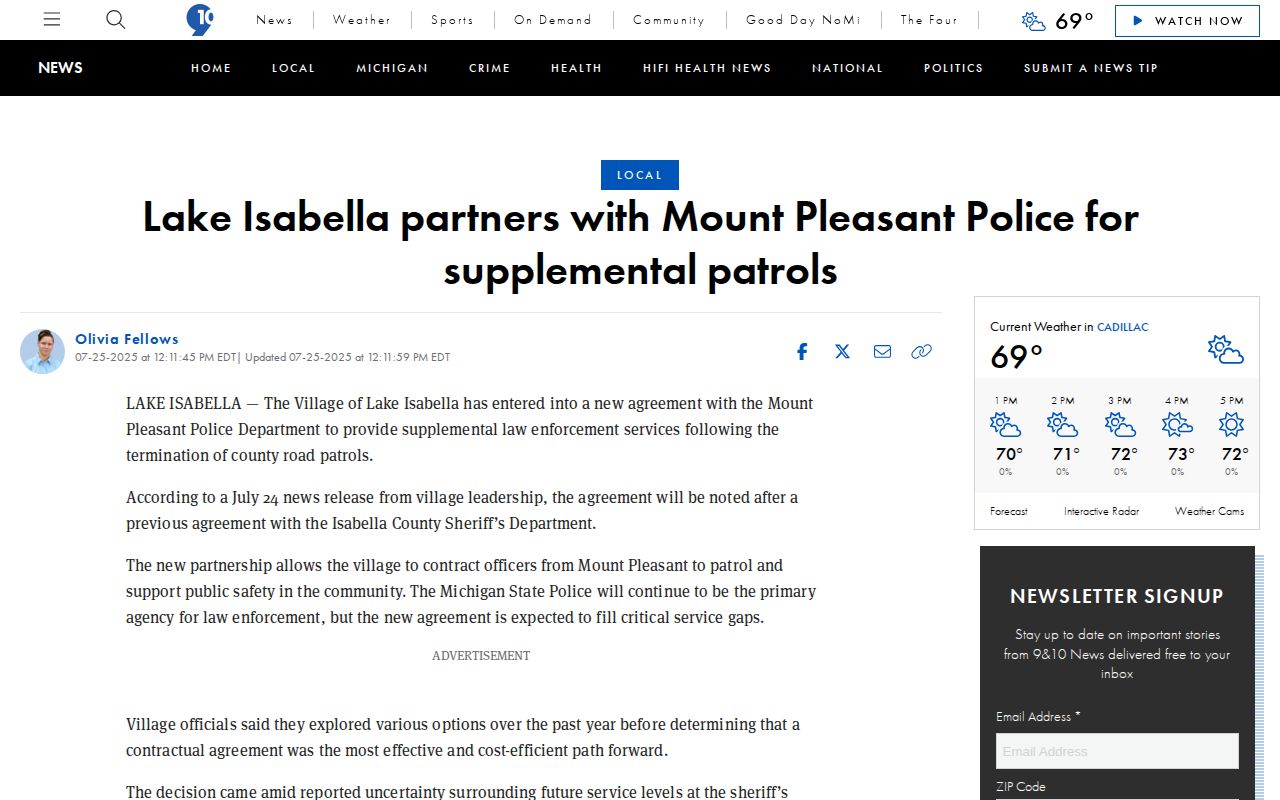 9 and 10 News report about supplemental police patrols in Lake Isabella